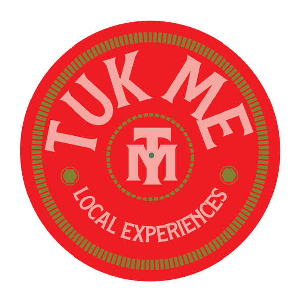 TukMe Local Experiences logo - red circular badge with pink lettering and central M monogram